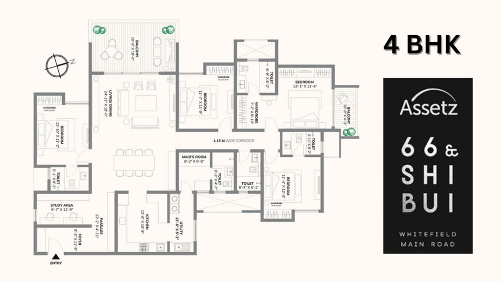 4BHK floor plan Assetz 66 Shibui